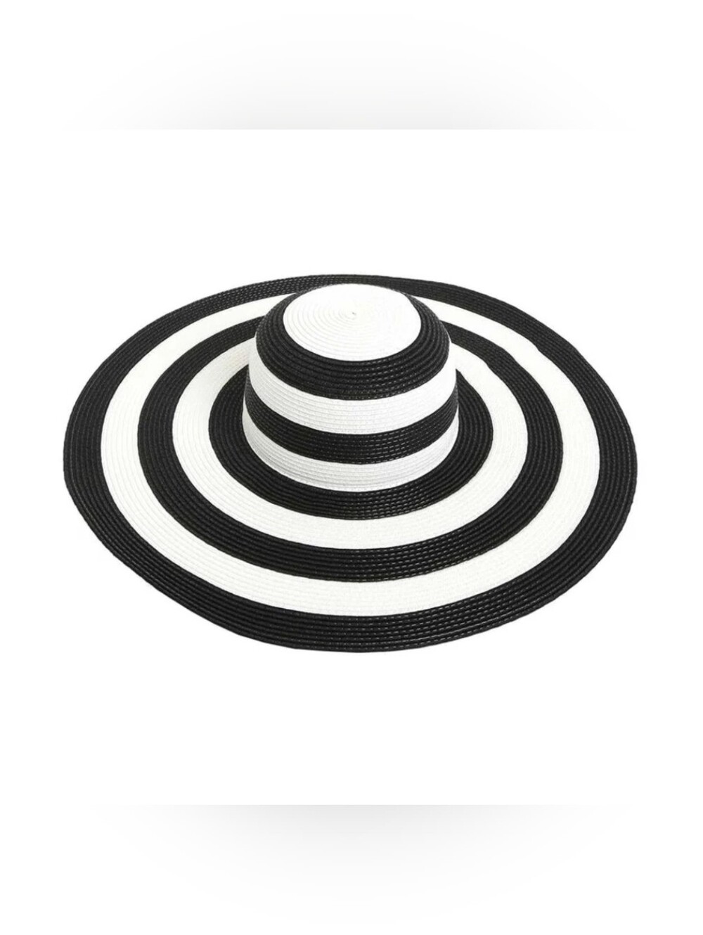 Black & White Striped Wide Brim Sun Hat